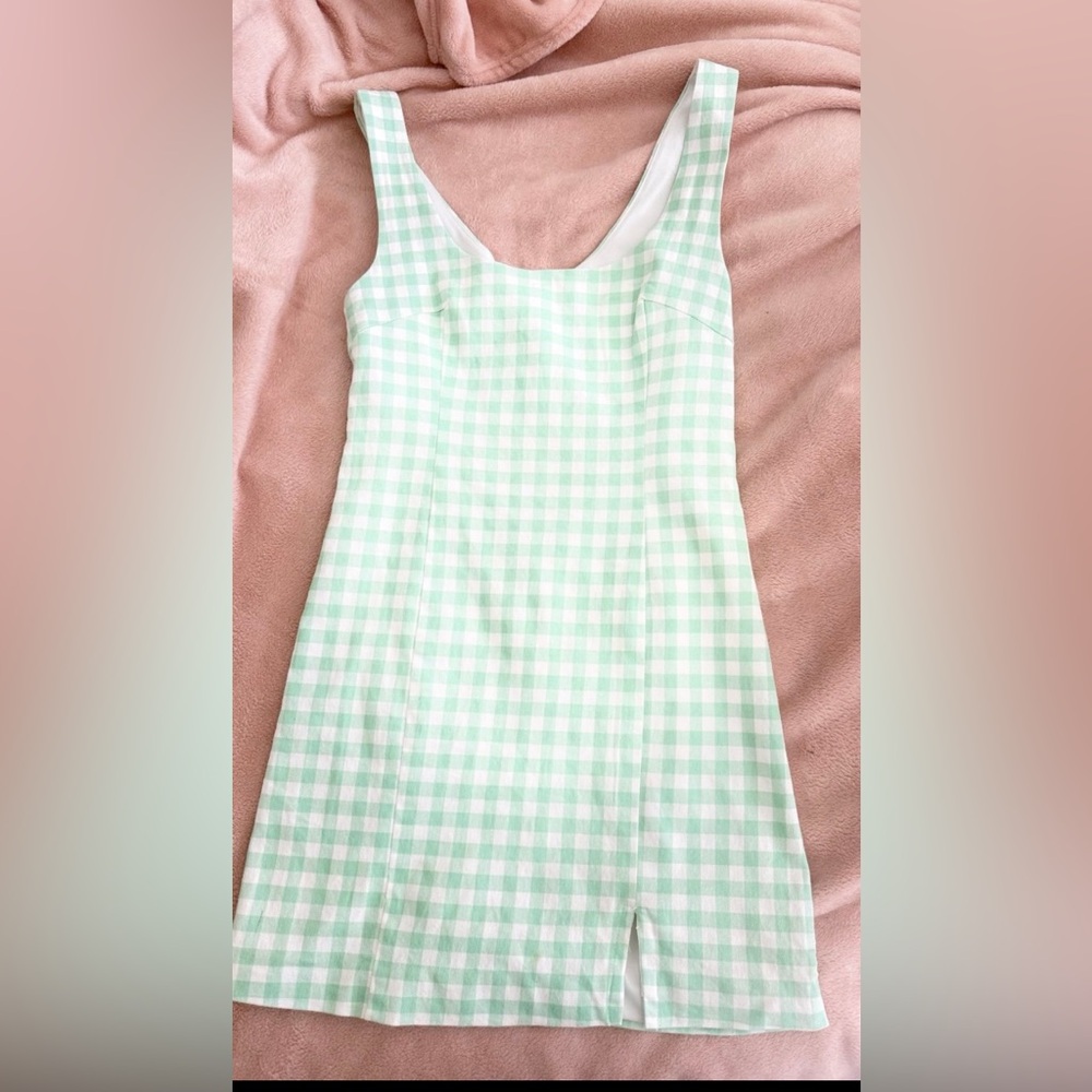 Green Gingham Sleeveless Dress